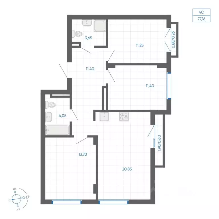 3-к кв. Челябинская область, Челябинский городской округ, пос. ... - Фото 1