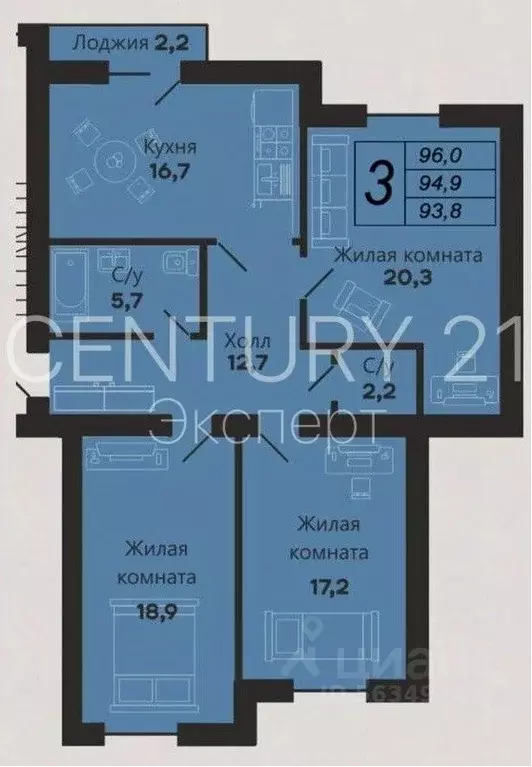 3-к кв. Калининградская область, Калининград бул. Борисовский, 11 ... - Фото 2