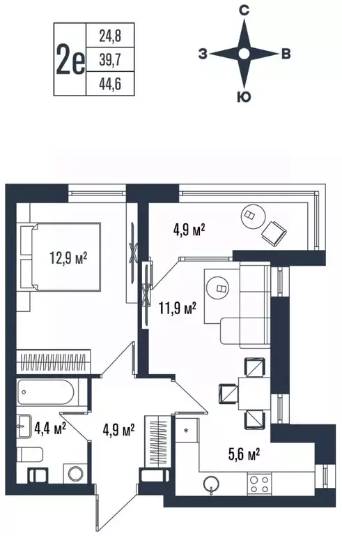 2-к кв. Приморский край, Владивосток ул. Тухачевского, 33к2 (44.6 м) - Фото 1