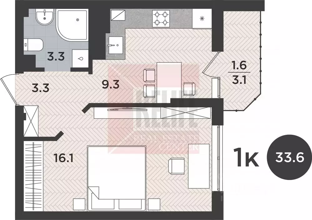 1-к кв. Калининградская область, Калининград Тихорецкая ул., 16к2 ... - Фото 1