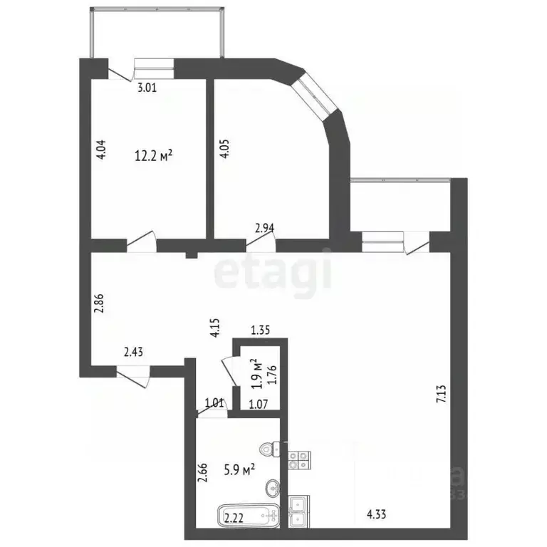 2-к кв. Тюменская область, Тюмень ул. Мельникайте, 150 (77.5 м) - Фото 2