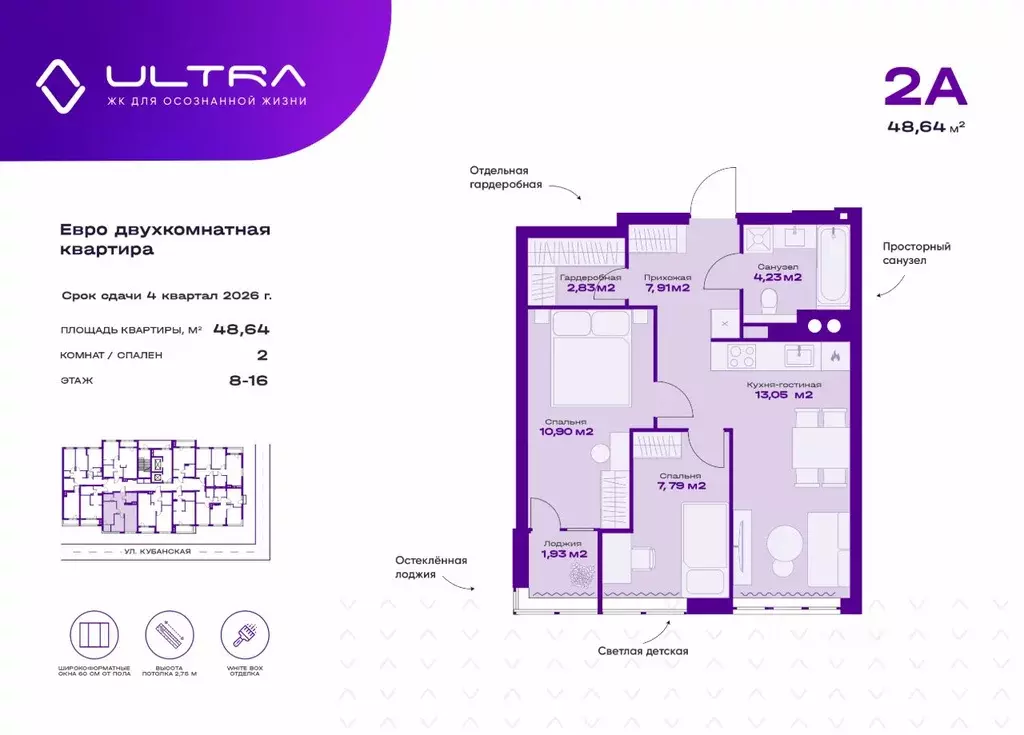 2-к кв. Астраханская область, Астрахань 1-й Юго-восток мкр,  (48.64 м) - Фото 1