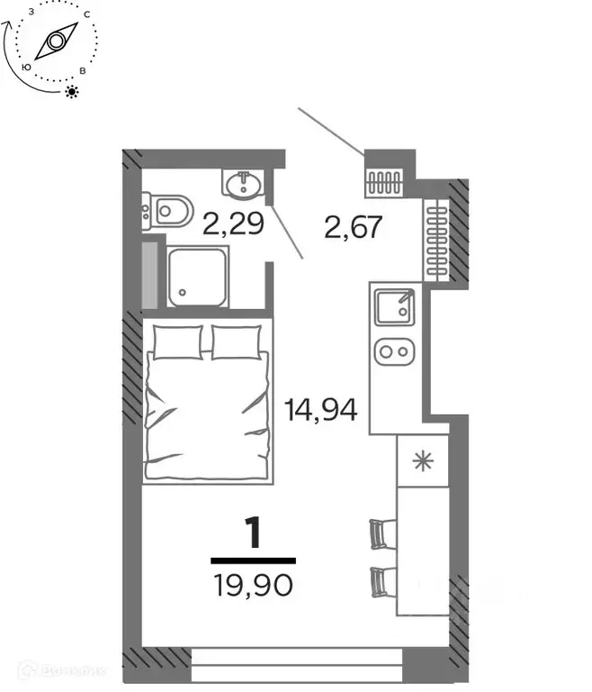 1-к кв. Рязанская область, Рязань Олимпийский городок мкр, 10 (19.9 м) - Фото 1