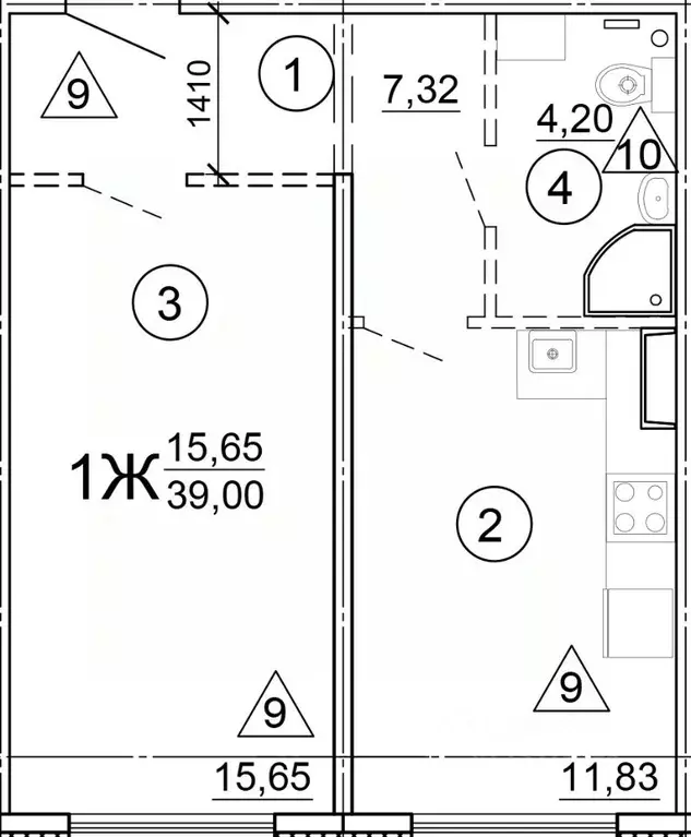 1-к кв. Тверская область, Тверь ул. Медовая, 9к3 (39.0 м) - Фото 0
