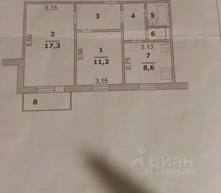 2-к кв. Белгородская область, Белгород ул. Буденного, 13 (50.6 м) - Фото 2