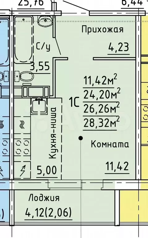 Квартира-студия, 24,2 м, 7/10 эт. - Фото 0