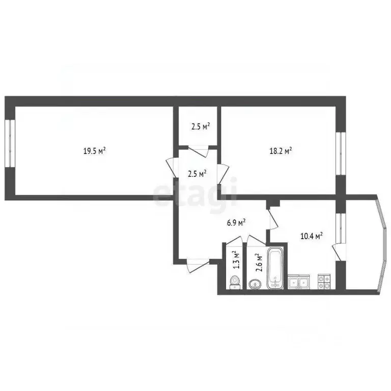 2-к кв. Саха (Якутия), Якутск ул. Короленко, 21/1 (63.9 м) - Фото 1
