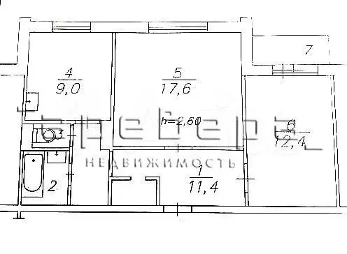2-к. квартира, 54 м, 1/5 эт. - Фото 0
