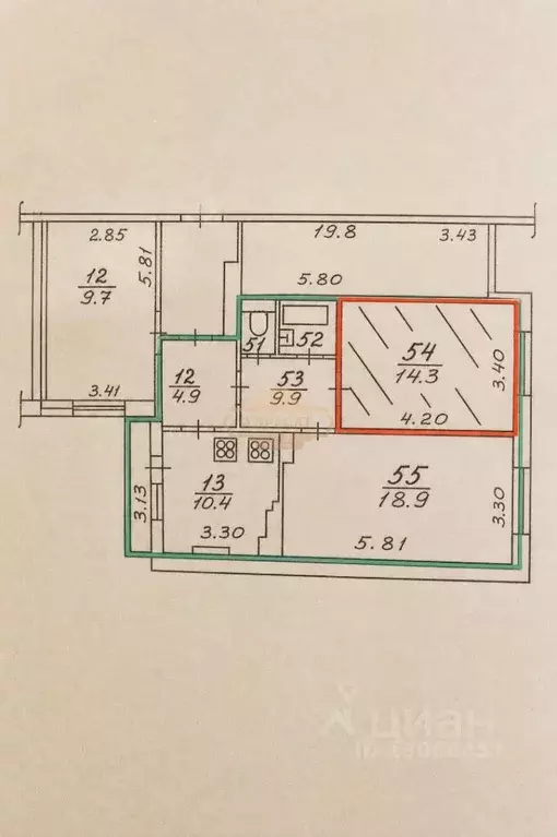Комната Санкт-Петербург ул. Маршала Новикова, 17 (14.3 м) - Фото 2