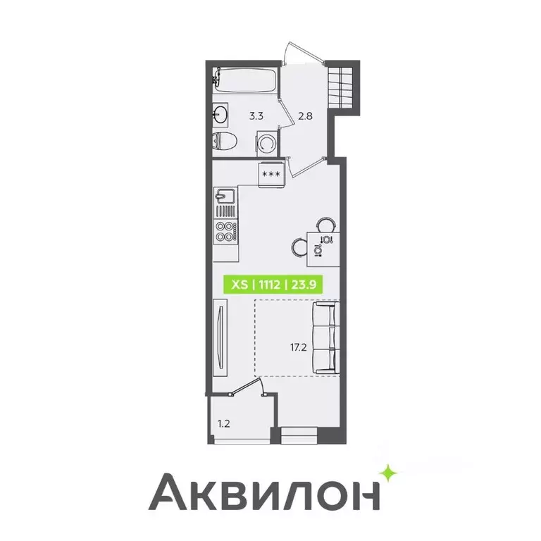 Студия Санкт-Петербург Планерная ул., 87к1 (23.9 м) - Фото 2