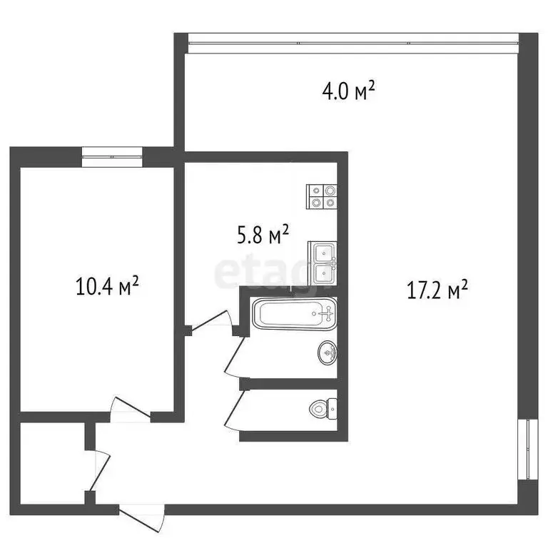2-комнатная квартира: Алушта, Красноармейская улица, 19 (48 м) - Фото 1