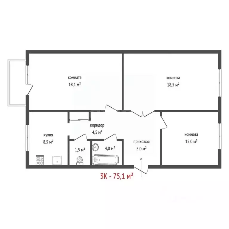 3-к кв. Свердловская область, Екатеринбург Уралмаш жилрайон, ул. ... - Фото 2