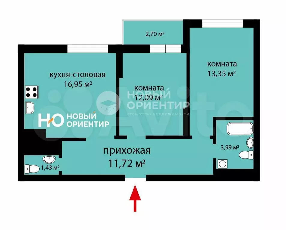2-к. квартира, 62,2 м, 19/25 эт. - Фото 0