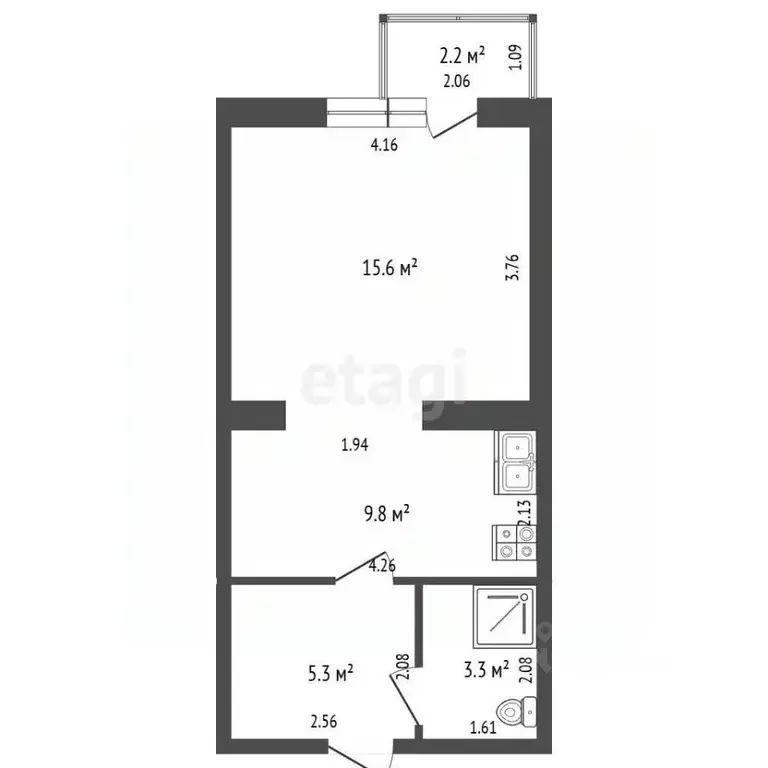 1-к кв. Саха (Якутия), Якутск ул. Билибина, 17/1 (34.0 м) - Фото 1