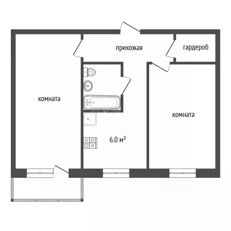 2-к кв. Архангельская область, Вычегодский рп ул. Серегина, 4 (43.3 м) - Фото 2