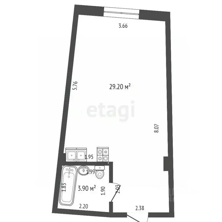 Студия Краснодарский край, Геленджик Крымская ул., 3к1 (33.1 м) - Фото 1