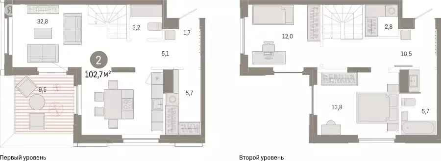 2-комнатная квартира: Тюмень, Мысовская улица, 26к2 (102.71 м) - Фото 1