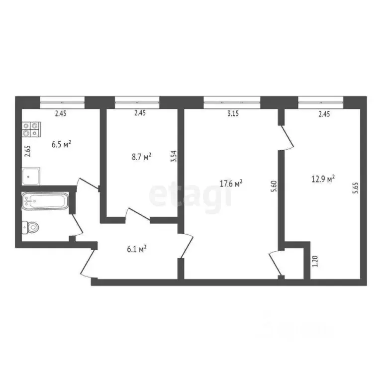 3-к кв. Омская область, Омск ул. Романенко, 2 (55.4 м) - Фото 1