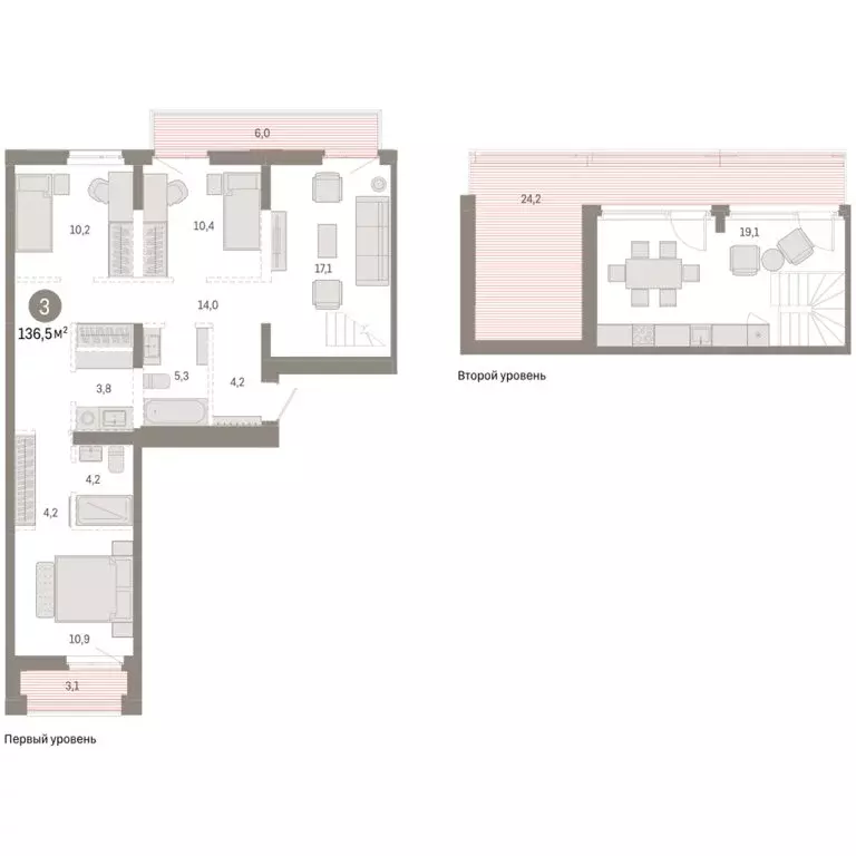 3-комнатная квартира: Тюмень, улица Республики, 205к3 (136.53 м) - Фото 2