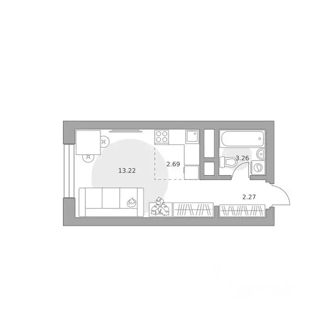 Студия Московская область, Красногорск Ильинойс жилой комплекс (21.44 ... - Фото 1