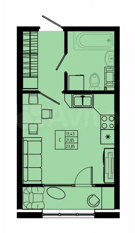 Квартира-студия, 23,8 м, 7/8 эт. - Фото 0