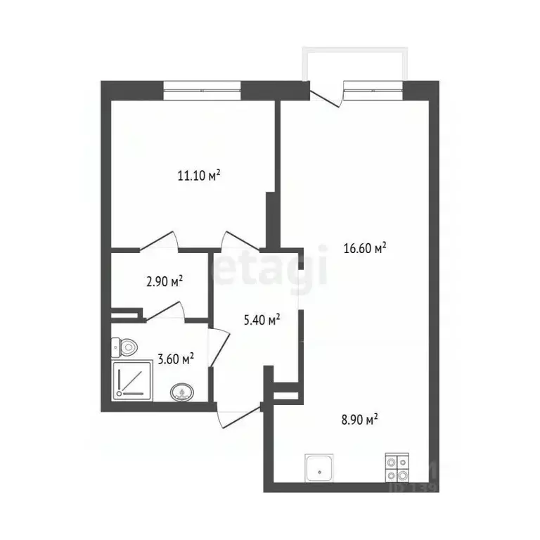 2-к кв. Тюменская область, Тюмень Профсоюзная ул., 53 (46.4 м) - Фото 1
