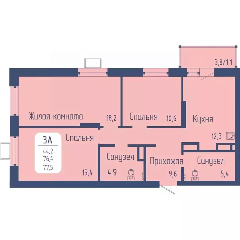 3-к кв. Красноярский край, Красноярск Свободный просп. (77.5 м) - Фото 1