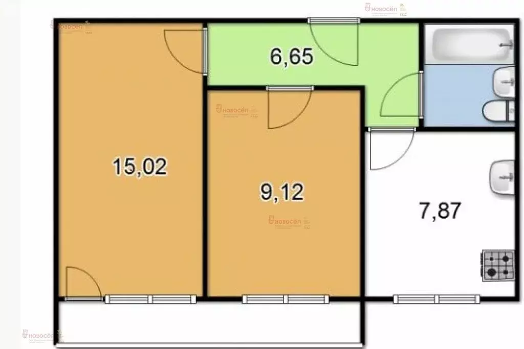 2-комнатная квартира: Екатеринбург, улица Калинина, 40 (45.5 м) - Фото 1
