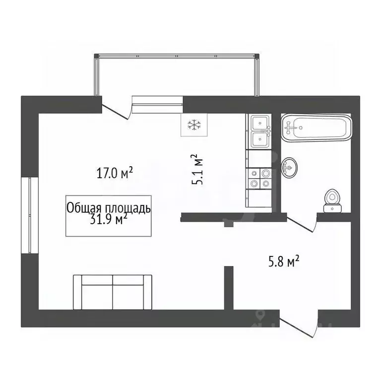 Студия Новосибирская область, Новосибирск ул. Дениса Давыдова, 1/4 ... - Фото 2
