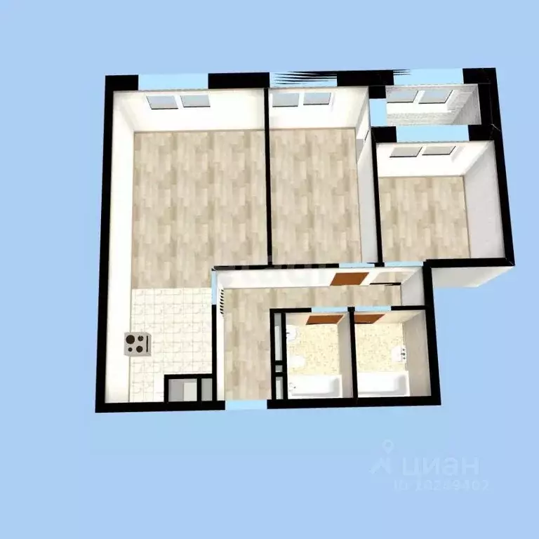 3-к кв. Башкортостан, Уфа ул. Энтузиастов, 7 (65.6 м) - Фото 1