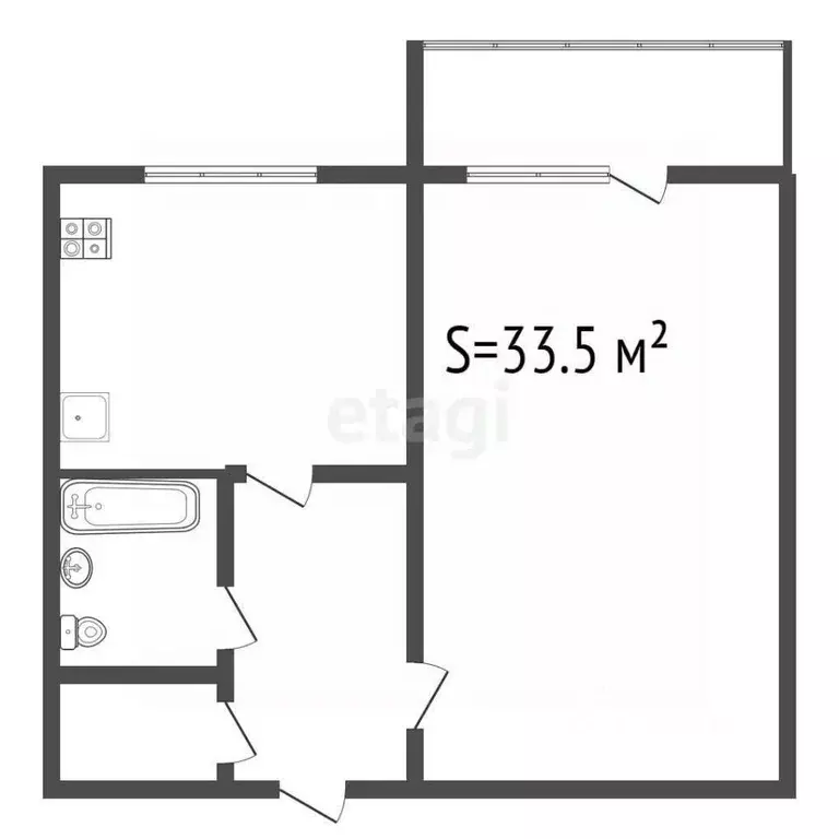 1-к кв. Тульская область, Тула ул. Кирова, 32 (33.5 м) - Фото 1