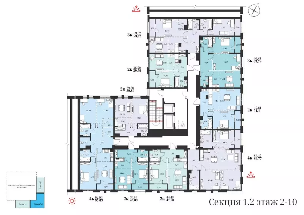 2-комнатная квартира: Хабаровск, Индустриальный район (39.5 м) - Фото 1