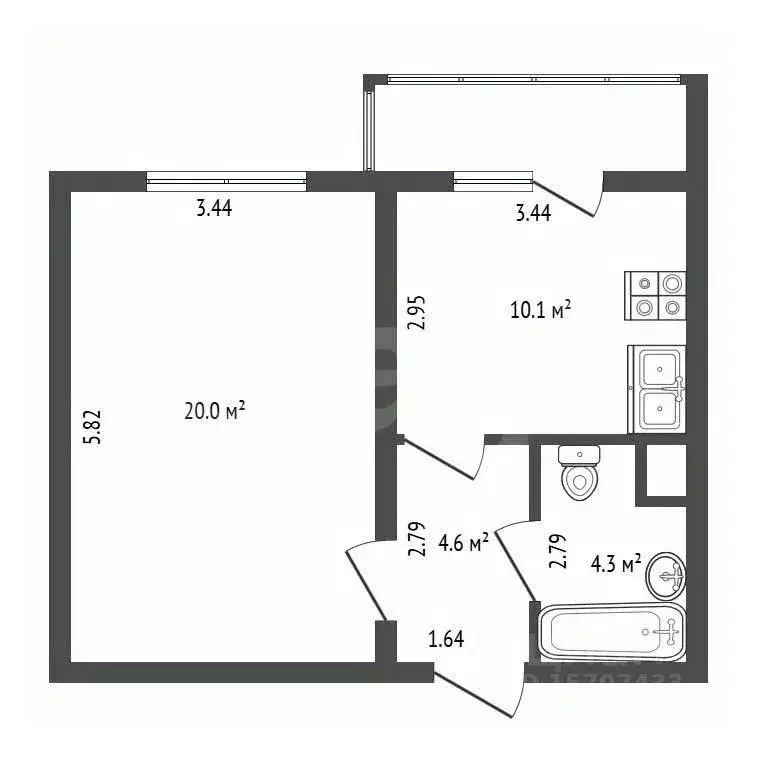 1-к кв. Санкт-Петербург ул. Маршала Казакова, 84к1 (39.0 м) - Фото 2