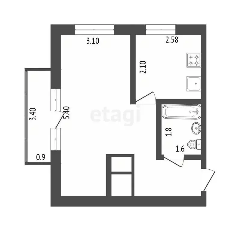 1-комнатная квартира: Челябинск, Липецкая улица, 23 (32.2 м) - Фото 0