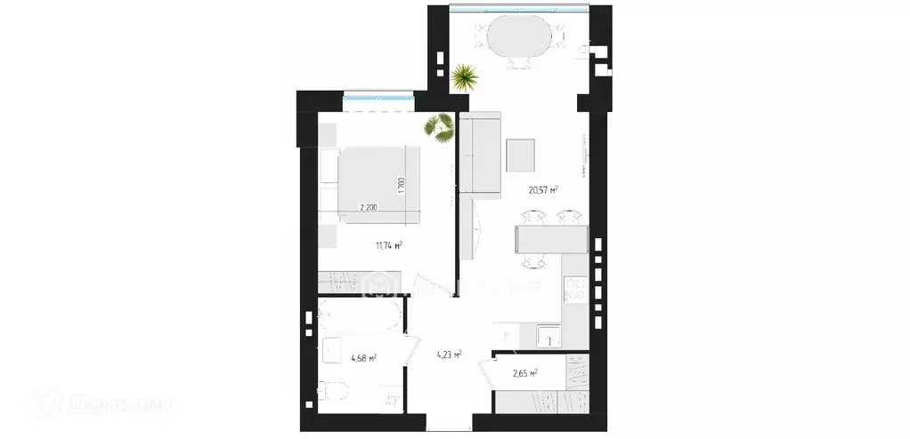 Продаётся 1-к квартира, 43.1 м - Фото 0