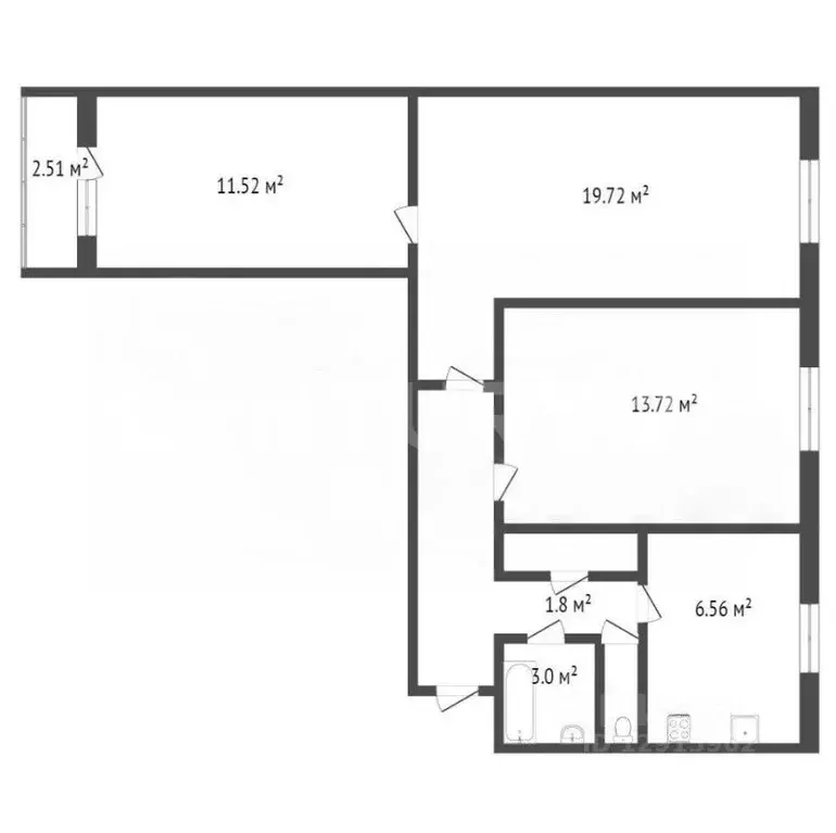 3-к кв. Москва Харьковская ул., 1К3 (63.5 м) - Фото 2
