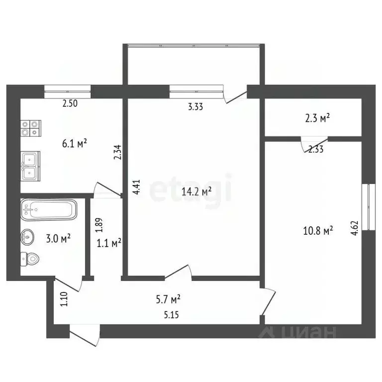 2-к кв. Крым, Судак ул. Гагарина, 2 (44.1 м) - Фото 2