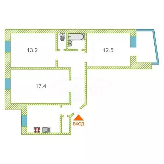 3-комнатная квартира: Тюмень, Ставропольская улица, 13 (65.6 м) - Фото 1
