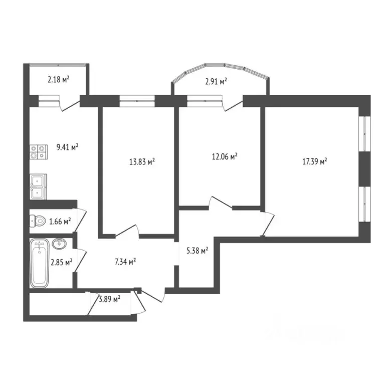 3-к кв. Тюменская область, Тюмень Антипино мкр, ул. Беловежская, 3к1 ... - Фото 2
