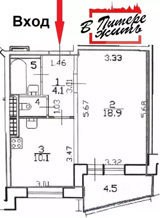 1-к кв. Санкт-Петербург ул. Брянцева, 13к1 (38.4 м) - Фото 1