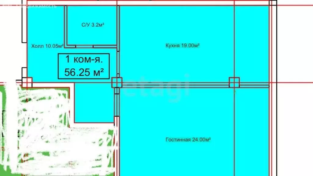 1-комнатная квартира: Махачкала, улица Даниялова, 122 (55 м) - Фото 0