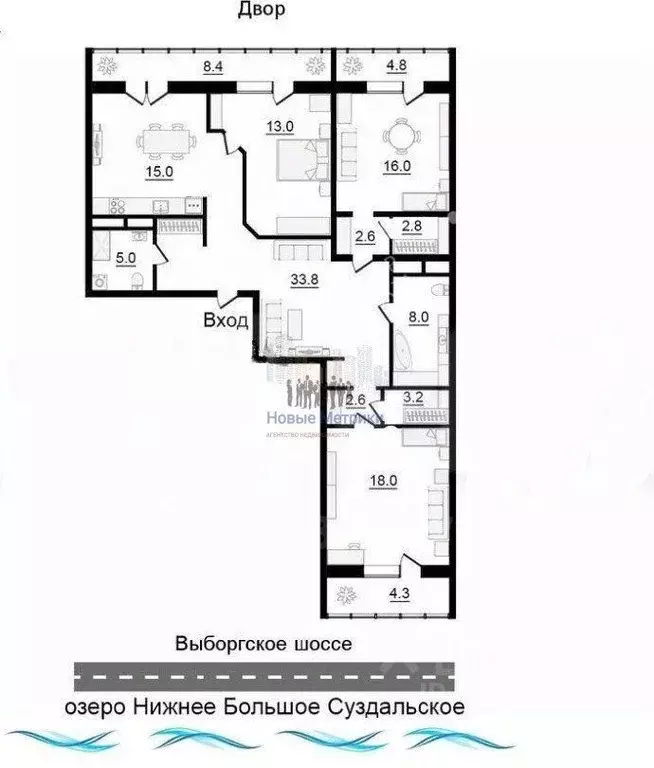 3-к кв. Санкт-Петербург Выборгское ш., 27к3 (119.1 м) - Фото 2