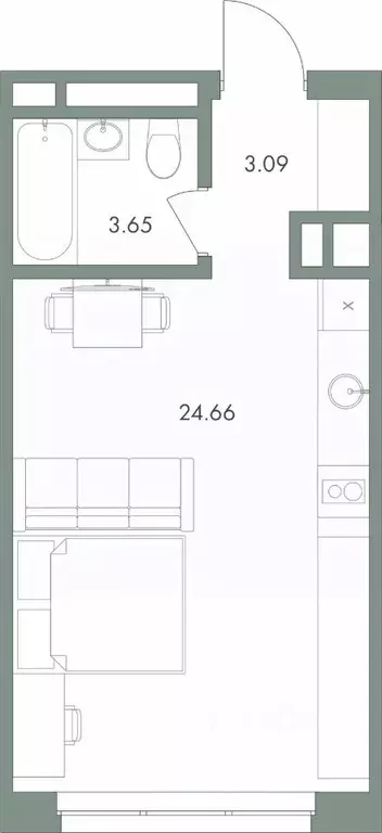 Студия Ханты-Мансийский АО, Сургут ул. Семена Билецкого, 15 (31.4 м) - Фото 1