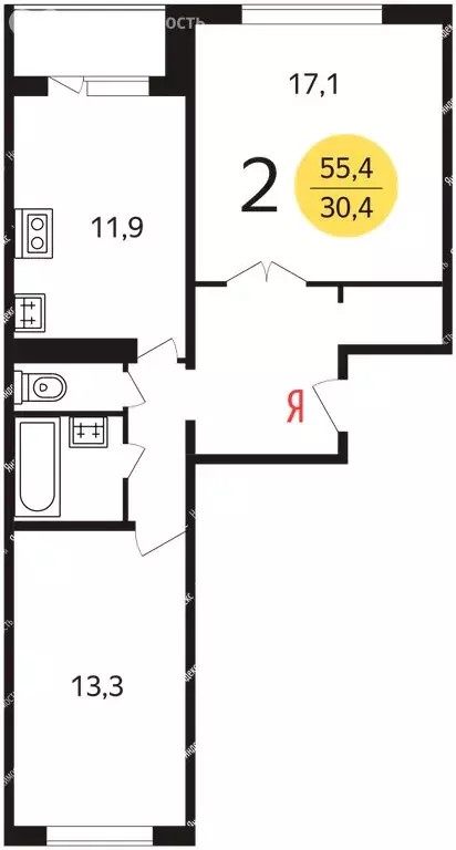 2-комнатная квартира: Москва, улица Усиевича, 29к2 (56 м) - Фото 0