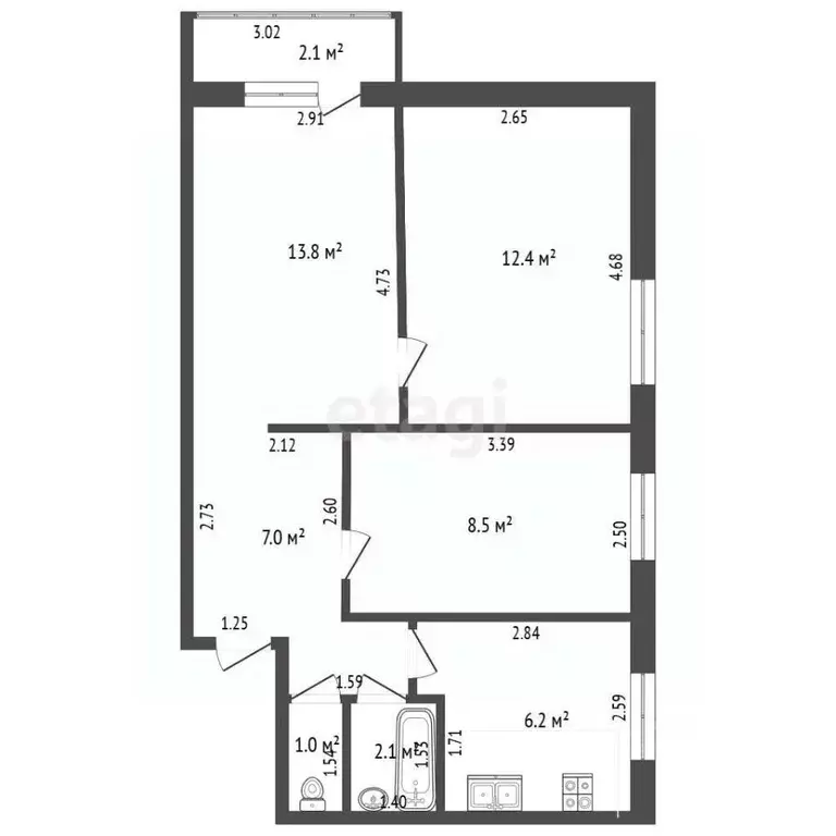 3-к кв. Краснодарский край, Анапа Новороссийская ул., 264 (51.0 м) - Фото 2