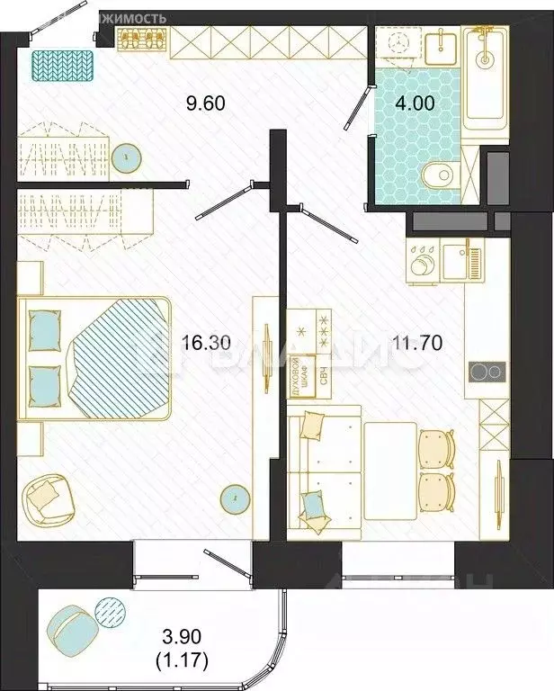 1-к кв. Московская область, Домодедово Востряково мкр, ул. Ледовская, ... - Фото 1