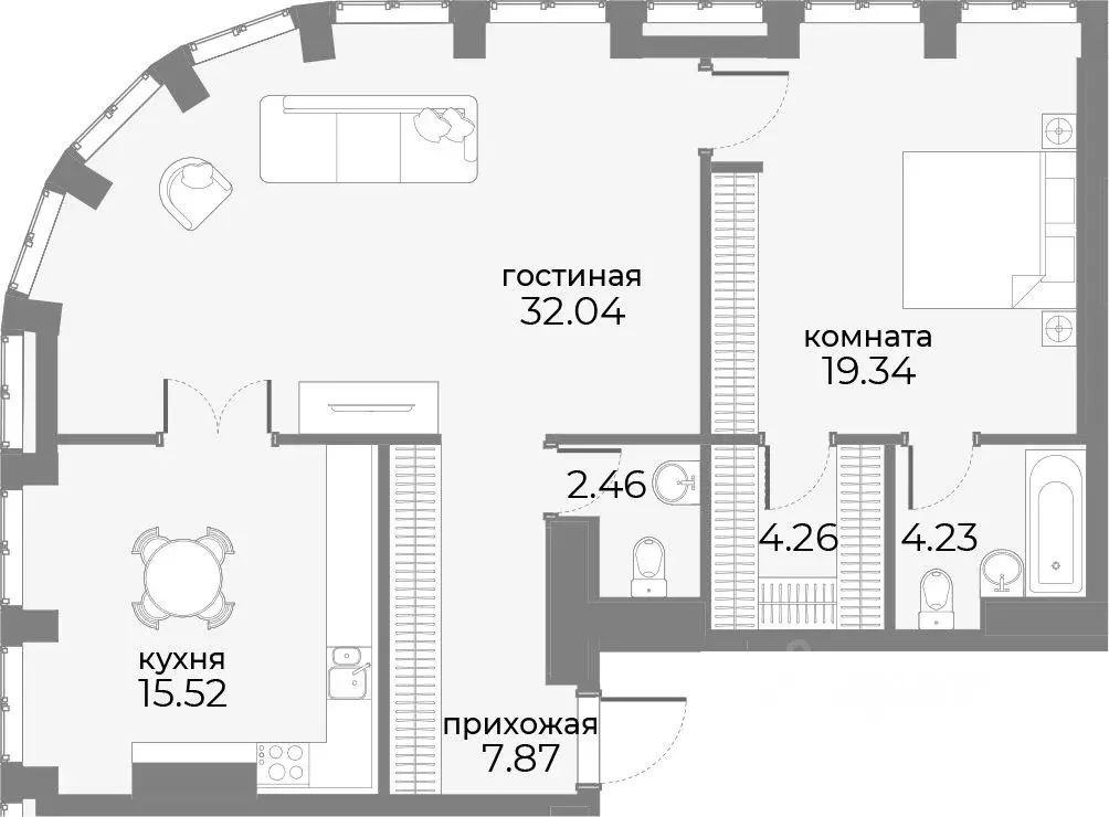 2-к кв. Москва  (88.4 м) - Фото 0