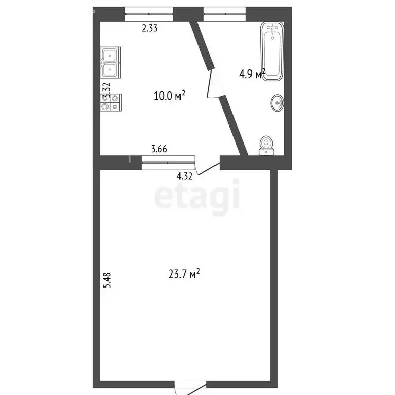 1-комнатная квартира: Ялта, улица Богдановича, 2 (38 м) - Фото 1