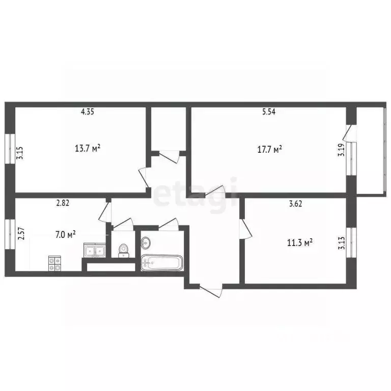 3-к кв. Ямало-Ненецкий АО, Муравленко Пионерская ул., 26 (65.5 м) - Фото 1