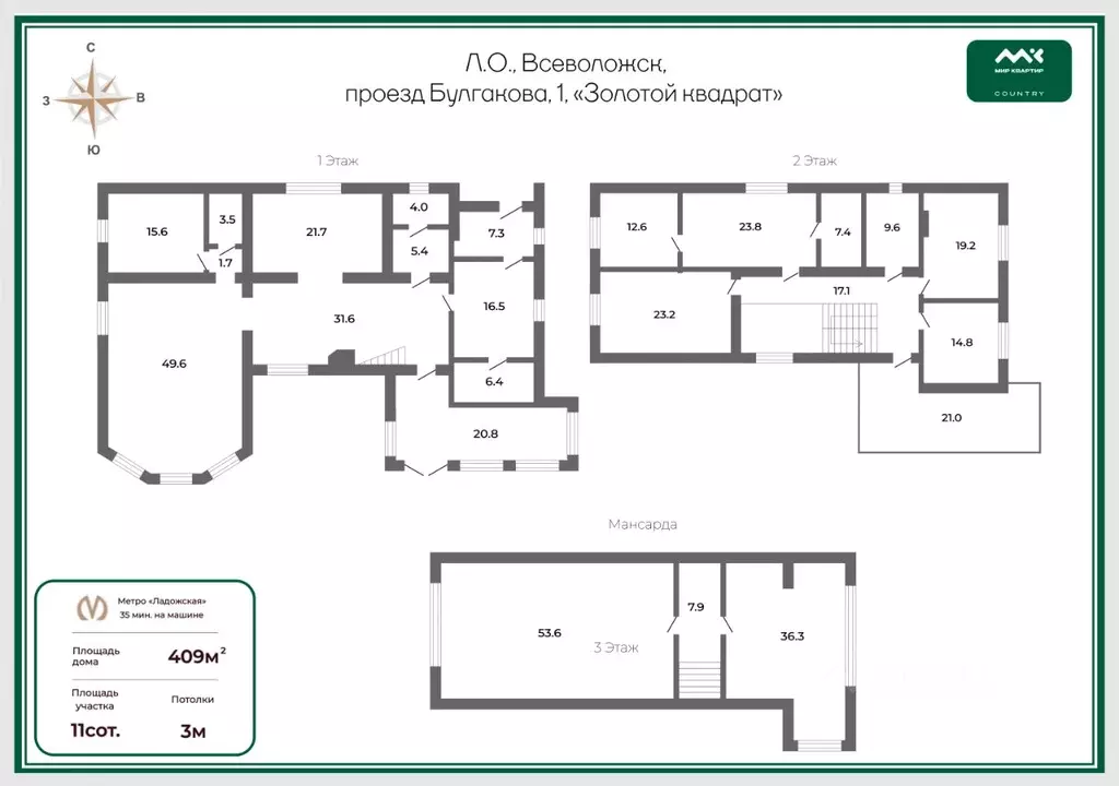 Дом в Ленинградская область, Всеволожск проезд Булгакова, 1 (409 м) - Фото 2